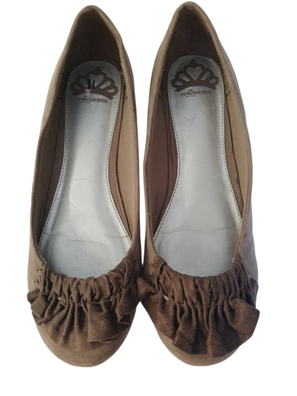 Fergalicious Brown Ruffle-Toe Ballet Flats